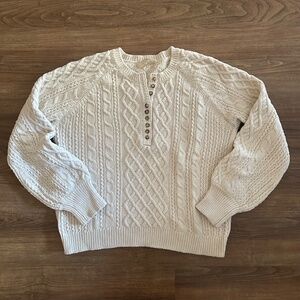 Sezane Bree Cable Knit Jumper Sweater in Cream, Size Small